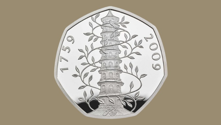 Rara moneta da 0.50 centesimi di sterlina dedicata ai Kew Gardens